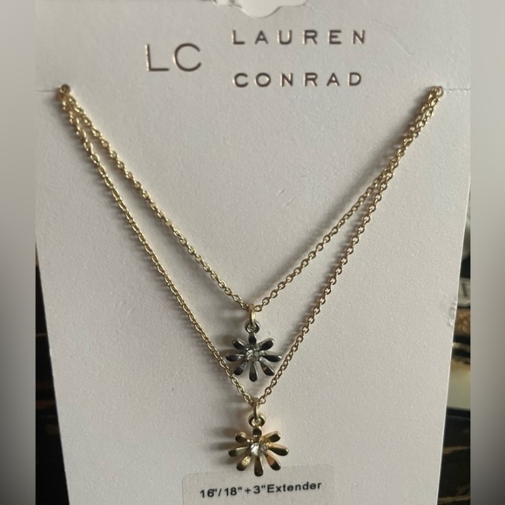 Gold and Silver Flower Pendant Necklace Set, necklace For Women, necklace
